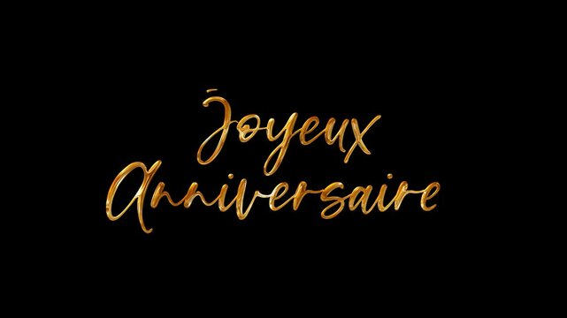 Luxury text Joyeux Anniversarry with gold and white in chroma key. 4k gootage suitable for greeting 