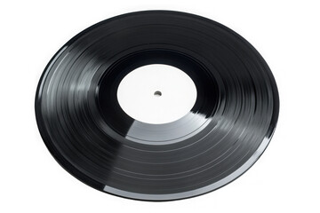 Obraz premium Top view of Vinyl record with bank label isolated 