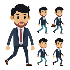 set of funny cartoon businessman