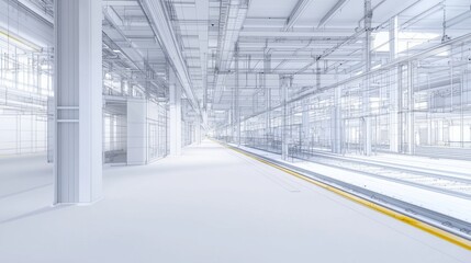 Obraz premium Zukunft der Schiene: Architektonischer Entwurf einer modernen Bahnhofsinfrastruktur