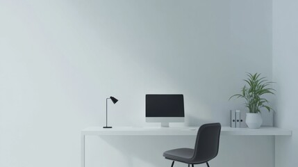 Fototapeta premium Modern minimalist study area with minimal decor. Featuring a clean, open design with sleek lines