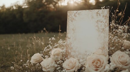 Wedding welcome sign board mock-up. Design template with place for text