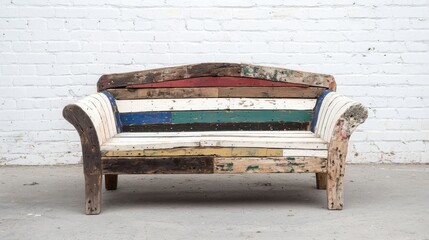 Umweltfreundliches Upcycling-Möbeldesign-Konzept für frühlingshafte Wohndeko und kreatives Innenraumchaos