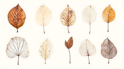 Green Leaf Collection: Artistic Watercolor and Detailed Digital Illustrations Featuring Clovers, Tropical Leaves, Falling Foliage, and Textured Dry Leaves - Perfect for Nature-Themed Designs and Decor