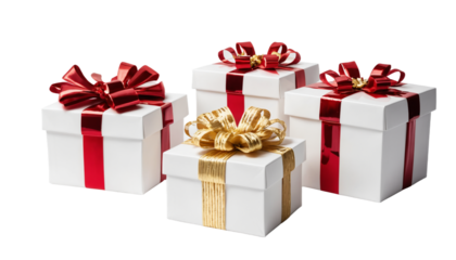 White Gift Boxes in Vibrant Festive Color Combination | Gift Box PNG Transparent