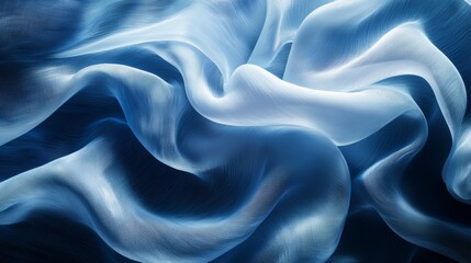 Obraz premium Flowing blue fabric waves with silky texture