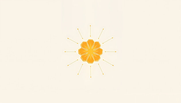 Geometric Golden Sun Mandala in Minimalist Style for Spiritual and Decorative Art