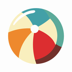 Colorful inflatable beach ball toy isolated on white sand, a fun summer beach icon