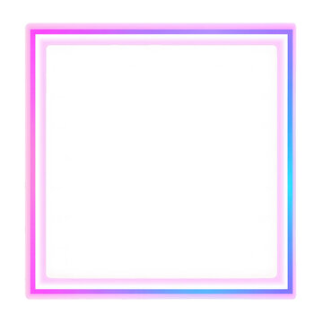 Illustration of neon electric style square frame. Gradient pink purple blue color. Isolated on transparent background. 
