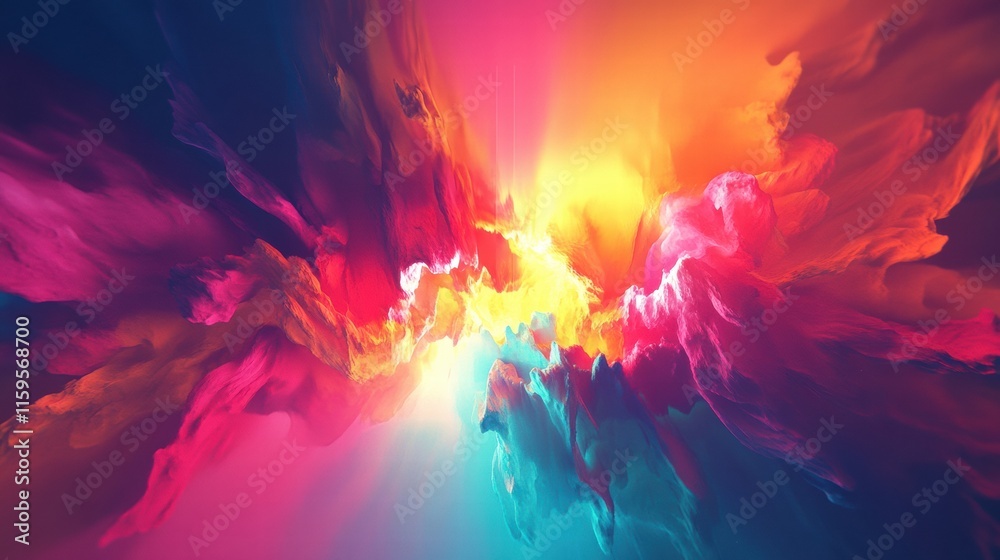 Aufkleber Vibrant color explosion creating dynamic abstract patterns with space for text placement. Generative AI