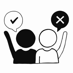 Vote icons black and white icons people making their choices voting concept in elections






