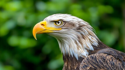 Obraz premium Majestic Bald Eagle Over American Flag, a powerful symbol of freedom and patriotism, embodying national pride and resilience.