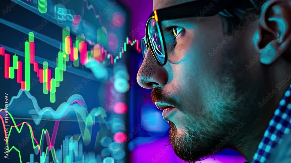 Poster exploring financial trends and analysis with advanced data visualization techniques in high resoluti