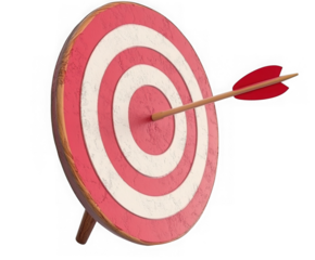 Target goal bullseye isolated on transparent background. 3D rendering 
