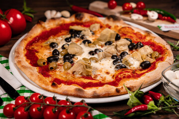 Traditional Neapolitan Pizza Napoletana olives artishok