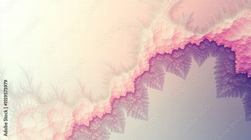 Poster Intricate abstract fractal patterns with soft colors and copy space for creative text placement. Generative AI
