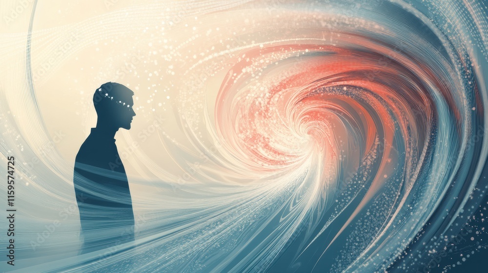 Aufkleber Embracing the whirlwind of solitude in a world of swirling emotions and abstract connections. Generative AI