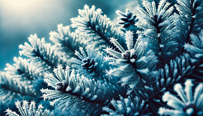 Frosty Pine Branches
