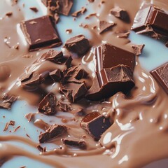 Melted chocolate pieces in milk.