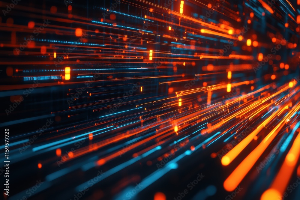 Poster blurry lines create a dynamic background symbolizing digital data at high speed
