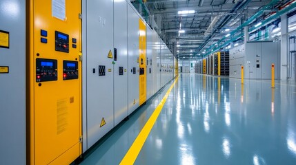 Industrial electrical switchgear room or electrical distribution substation in a factory