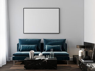 Frame mockup, ISO A paper size. Living room wall poster mockup. Interior mockup with house...
