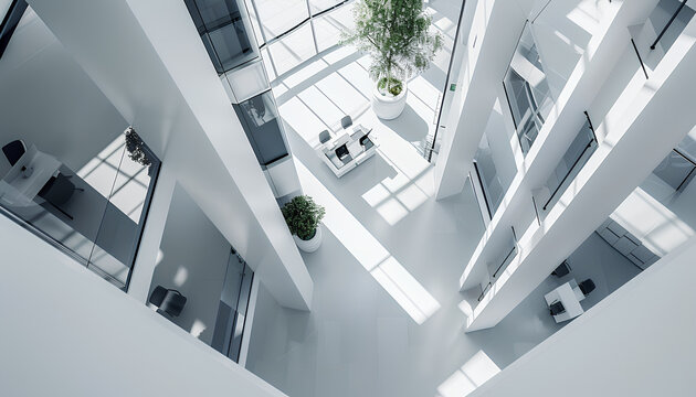 Blank brochure on white background, above view. Mock up for design