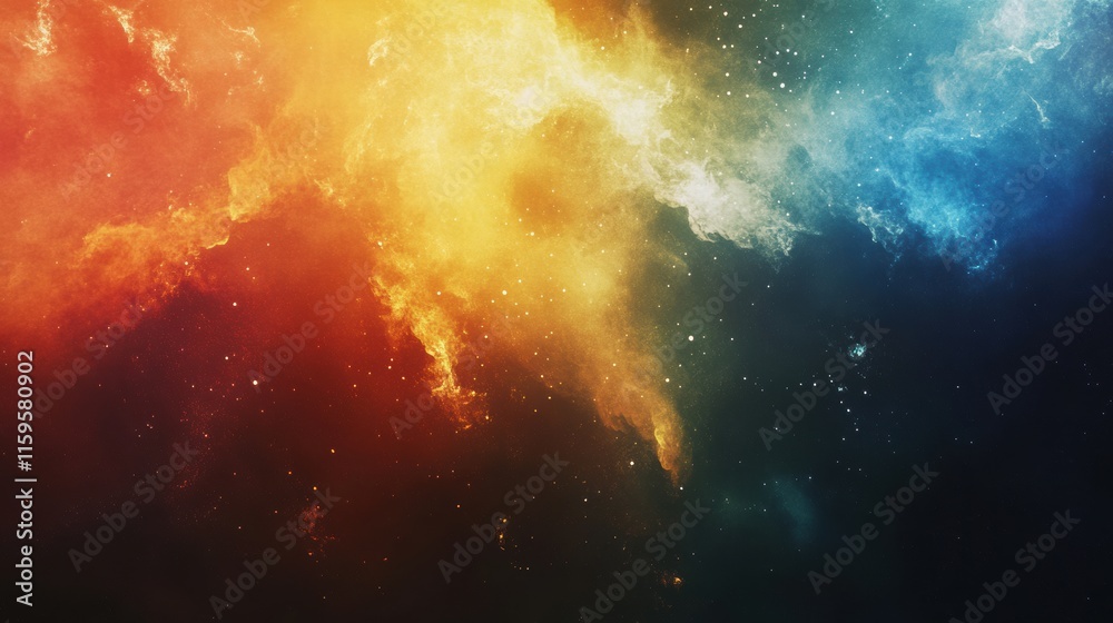 Poster Vibrant explosion of color with copy space for text and design elements in a cosmic background. Generative AI