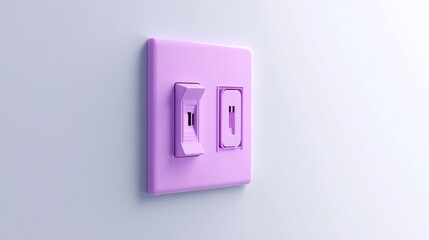 Modular switchboard with an electrical outlet interchangeable on a white wall rendered in 3D