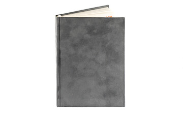 close up of a blank velour fluffy notebook on white background with clipping path