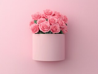 Valentine's Day Pink Roses in Gift Box Mothers Day Valentines Romance