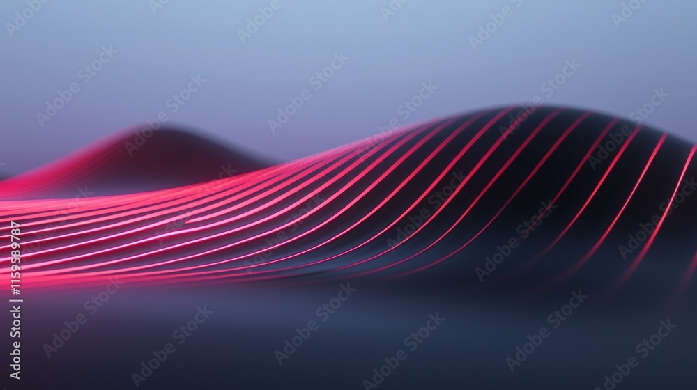 Canvas Prints a purple and black wave with red lines