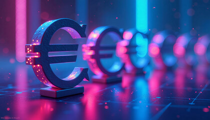 Euro Symbol in Vibrant Neon Lights