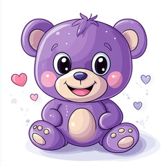Obraz premium Cute Purple Teddy Bear Illustration