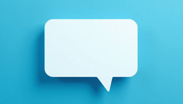 Abstract White Speech Bubble on Blue Background