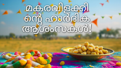 Makaravilakkinde Hardika Aashamsakal! Traditional Tilgul Ladoos, Colorful Kites, and Festive Decorations Celebrating Makaravilakku in Kerala (മകരവിളക്കിന്റെ ഹാർദിക ആശംസകൾ!)