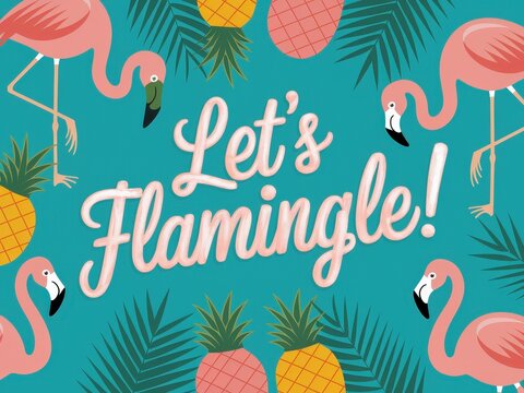 Let's Flamingle! A fun tropical design featuring flamingos and pineapples