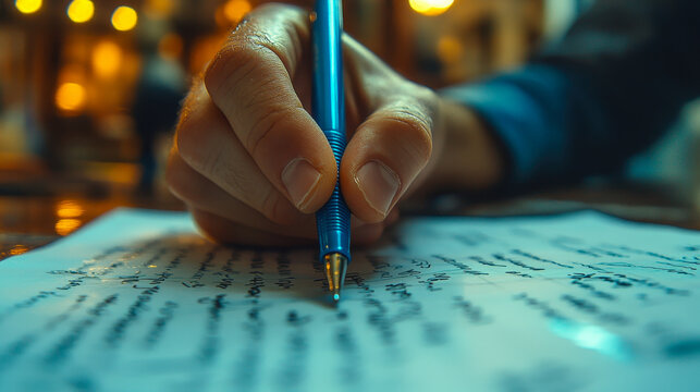 Close-Up on Handwriting Notes for Indoor Air Quality Inspection with Blue Pen Focus