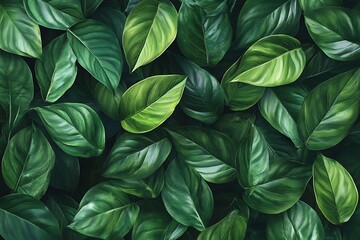 Fototapeta premium Green Leaf Collection: Artistic Watercolor and Detailed Digital Illustrations Featuring Clovers, Tropical Leaves, Falling Foliage, and Textured Dry Leaves - Perfect for Nature-Themed Designs and Decor