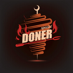 doner kebab emblem template, stylized vector symbo