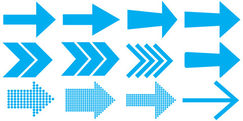 Arrow icon set. Arrows vector collection. Blue arrows icons. Cursor. Different arrow signs. Arrows vector illustration collection.
