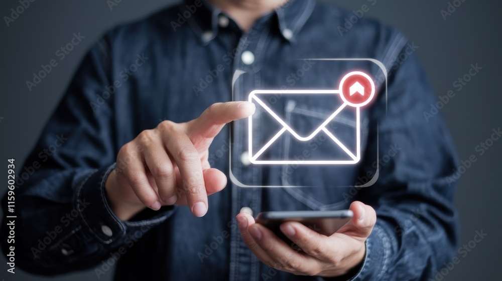 Poster New Email Notification Interaction Concept: Floating Digital Interface Design for Online Communication