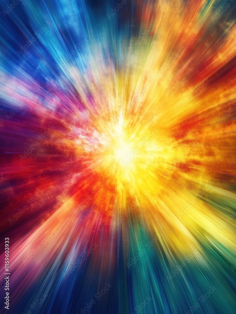 Aufkleber vibrant explosion of colors creating dynamic energy with ample copy space for text. generative ai