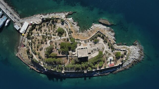 Castle In Island Overhead View