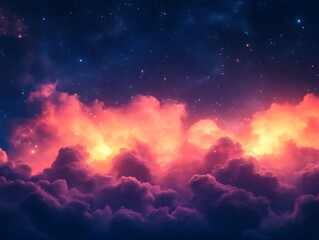 Celestial Cloudscape Illuminated By Starlight And Nebulae
