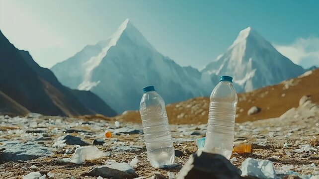 Contaminaci&oacute;n y basura de pl&aacute;stico en la monta&ntilde;a