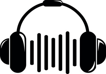 vector illustration icon headphones with sound waves shape concept