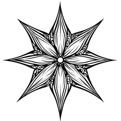 Obraz premium Star black and white illustration clipart with ornament tattoo ideas sketch on white background