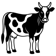 Cow black silhouette vector, Simple silhouette Design vector icon with white background