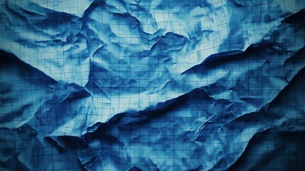 top view on old crumpled architectural plan blueprint texture background	